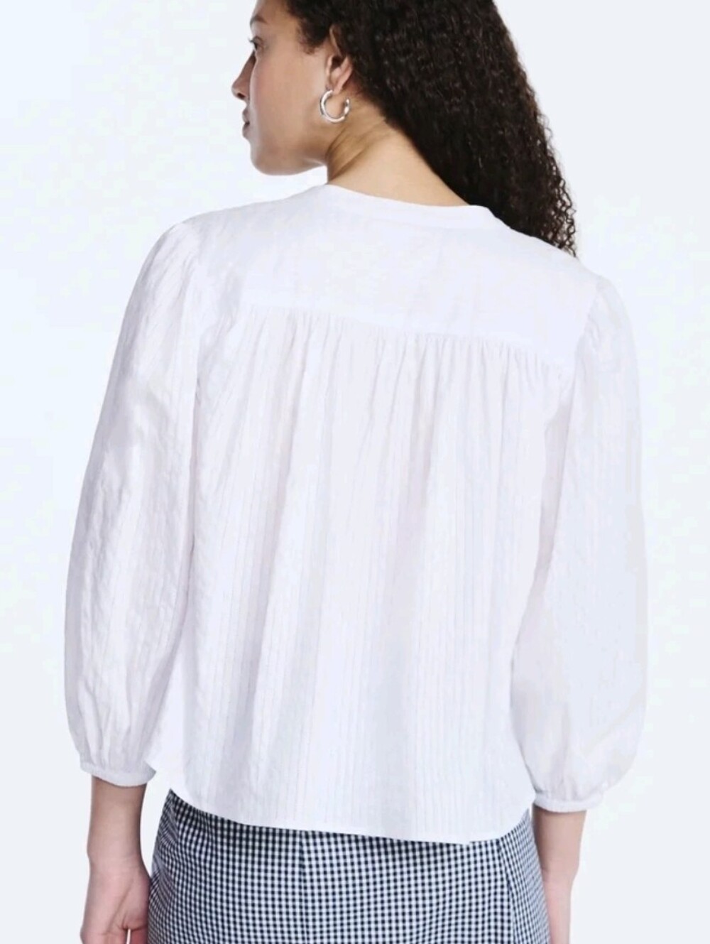 NWT Lot Of 2 Free Assembly Cotton Shirred Button Down Blouses Size XS - Picture 4 of 16